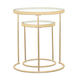 Maylin 2-piece Round Glass Top Nesting Tables Gold