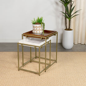 Bolden 2-Piece Square Nesting Table With Recessed Top Gold