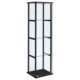 Cyclamen 4-shelf Glass Curio Cabinet Black and Clear