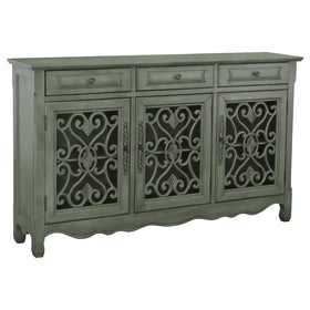 Madeline 3-door Accent Cabinet Antique Green