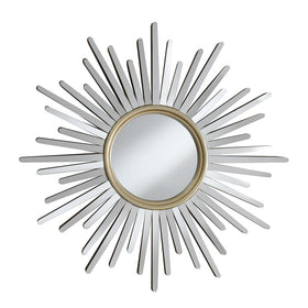 Beiwen Sunburst Wall Mirror Champagne and Silver