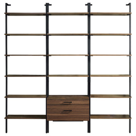 Owens 3-piece 96-inch Wall Mounted Bookshelf Set Walnut