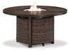 Paradise Trail Paradise Trail Fire Pit Table with 4 Nuvella Swivel Lounge Chairs