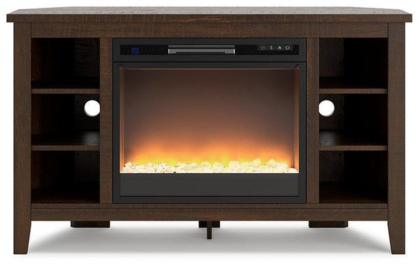 Camiburg Corner TV Stand with Electric Fireplace