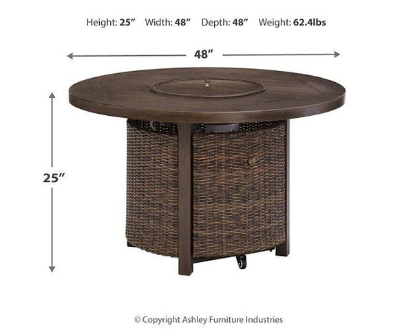 Paradise Trail Paradise Trail Fire Pit Table with 4 Nuvella Swivel Lounge Chairs