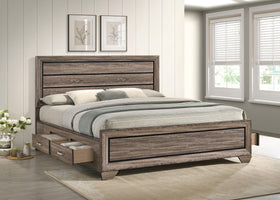 Kauffman California King, Eastren King & Queen Storage Bed Washed Taupe