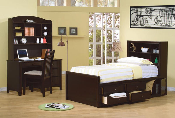 Phoenix Full Bookcase Bed with Underbed Storage Cappuccino