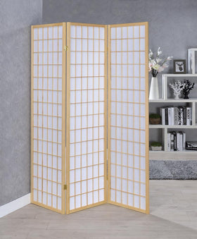 Carrie 3-panel Folding Screen Natural and White