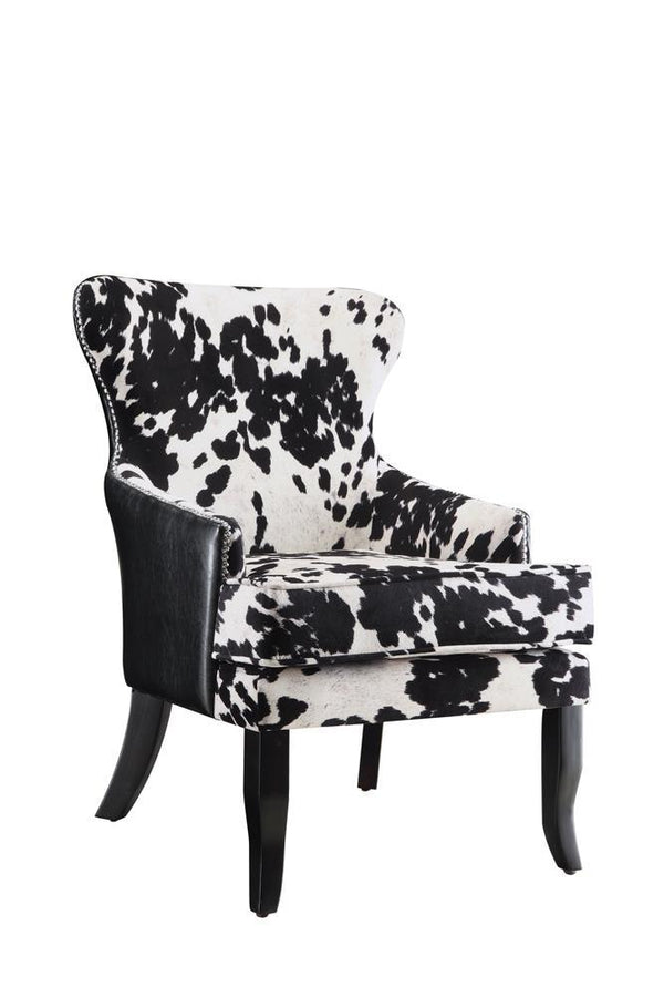 Trea Cowhide Print Accent Chair Black and White