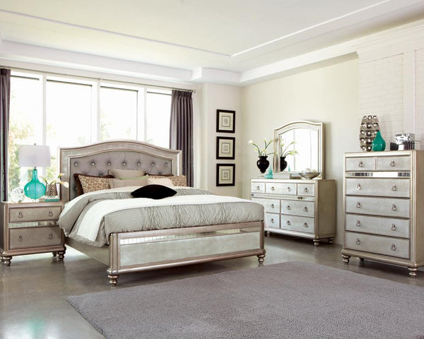 Bling Game Eastern King Panel Bed Metallic Platinum