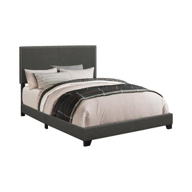 Boyd Twin Upholstered Bed with Nailhead Trim Charcoal