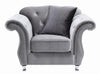 Frostine Button Tufted Chair Silver