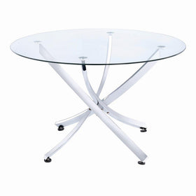 Beckham Round Dining Table Chrome and Clear