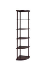 Bonwick 5-shelf Corner Bookshelf Cappuccino