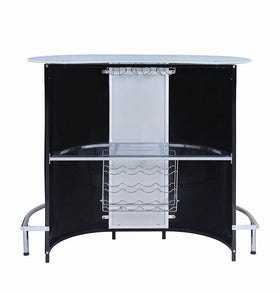 Lacewing 1-shelf Bar Unit Glossy Black and White