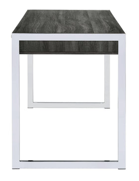 Wallice 2-drawer Writing Desk Weathered Grey and Chrome