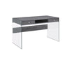 Dobrev 2-drawer Writing Desk Weathered Grey and Clear