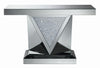 Amore Rectangular Sofa Table with Triangle Detailing Silver and Clear Mirror