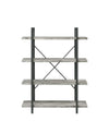 Cole 4-Shelf Bookcase Grey Driftwood and Gunmetal