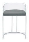 Thermosolis Acrylic Back Counter Height Stools Grey and Chrome (Set of 2)