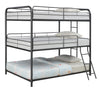 Garner Triple Full Bunk Bed with Ladder Gunmetal