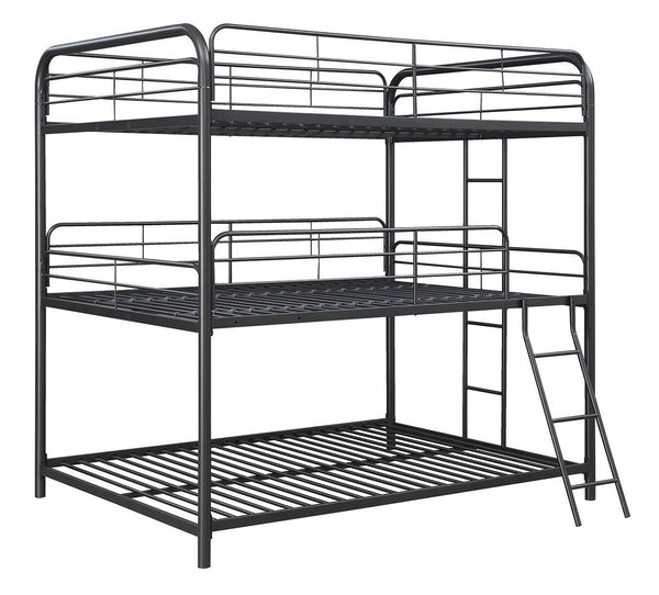 Garner Triple Full Bunk Bed with Ladder Gunmetal