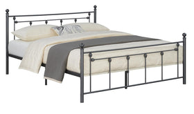 Canon Queen Metal Slatted Headboard Platform Bed - Gunmetal