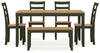 Gesthaven Dining Table with 4 Chairs and Bench (Set of 6)