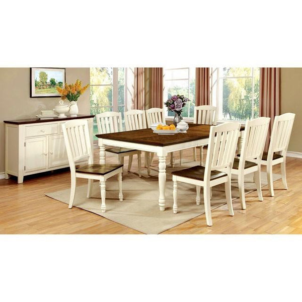 HARRISBURG Vintage White/Dark Oak Dining Table w/ 18