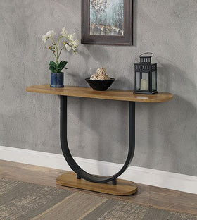 OLBIA Sofa Table, Rustic Oak/Sand Black