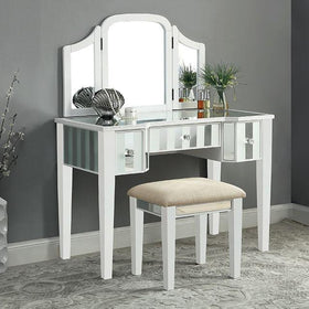 Cyndi White Vanity w/ Stool