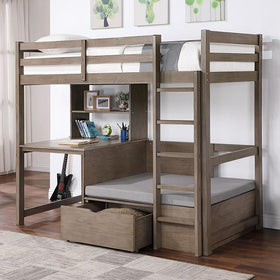 CALLISTUS Twin/Workstation Loft Bed, W. Gray