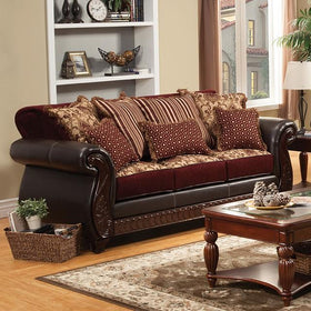 Franklin Burgundy/Espresso Sofa, Burgundy