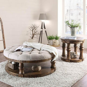 Mika Antique Oak Coffee Table w/ Cushion Top