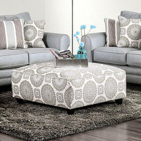 Misty Ivory/Pattern Ottoman