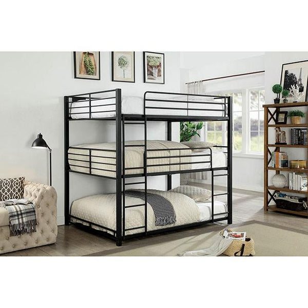 Olga I Sand Black Full Triple Decker Bed