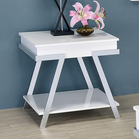 TITUS End Table, White/Chrome