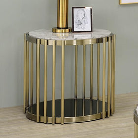 OFELIA End Table, Antique Brass/Black