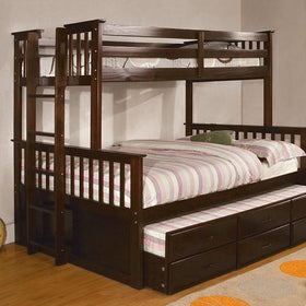 University I Dark Walnut Twin/Full Bunk Bed + Trundle