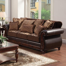 Franklin Dark Brown/Tan Sofa, Dark Brown