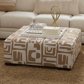 CARLETON Ottoman, Ivory/Tan