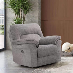 JOSIAS Glider Recliner, Light Gray Fabric