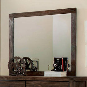 Rexburg Wire-Brushed Rustic Brown Mirror