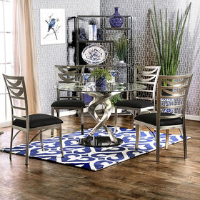 ROXO Silver/Black Round Dining Table