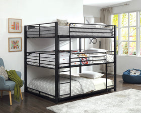 Olga I Sand Black Queen Triple Decker Bed