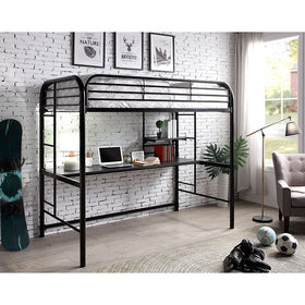 Opal Iii Black & Silver Twin Loft Bed