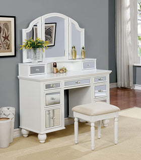 TRACY White Vanity w/ Stool