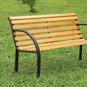 DUMAS Oak/Black Patio Wooden Bench