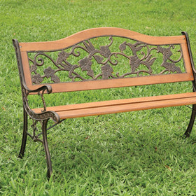 ALBA Antique Oak/Black Patio Wooden Bench