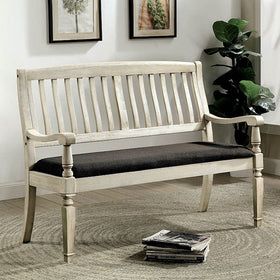 Georgia Antique White/Gray Love Seat Bench